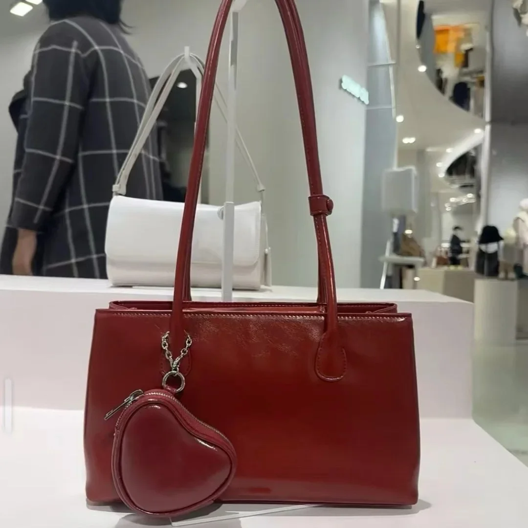 Red with peach heart bag