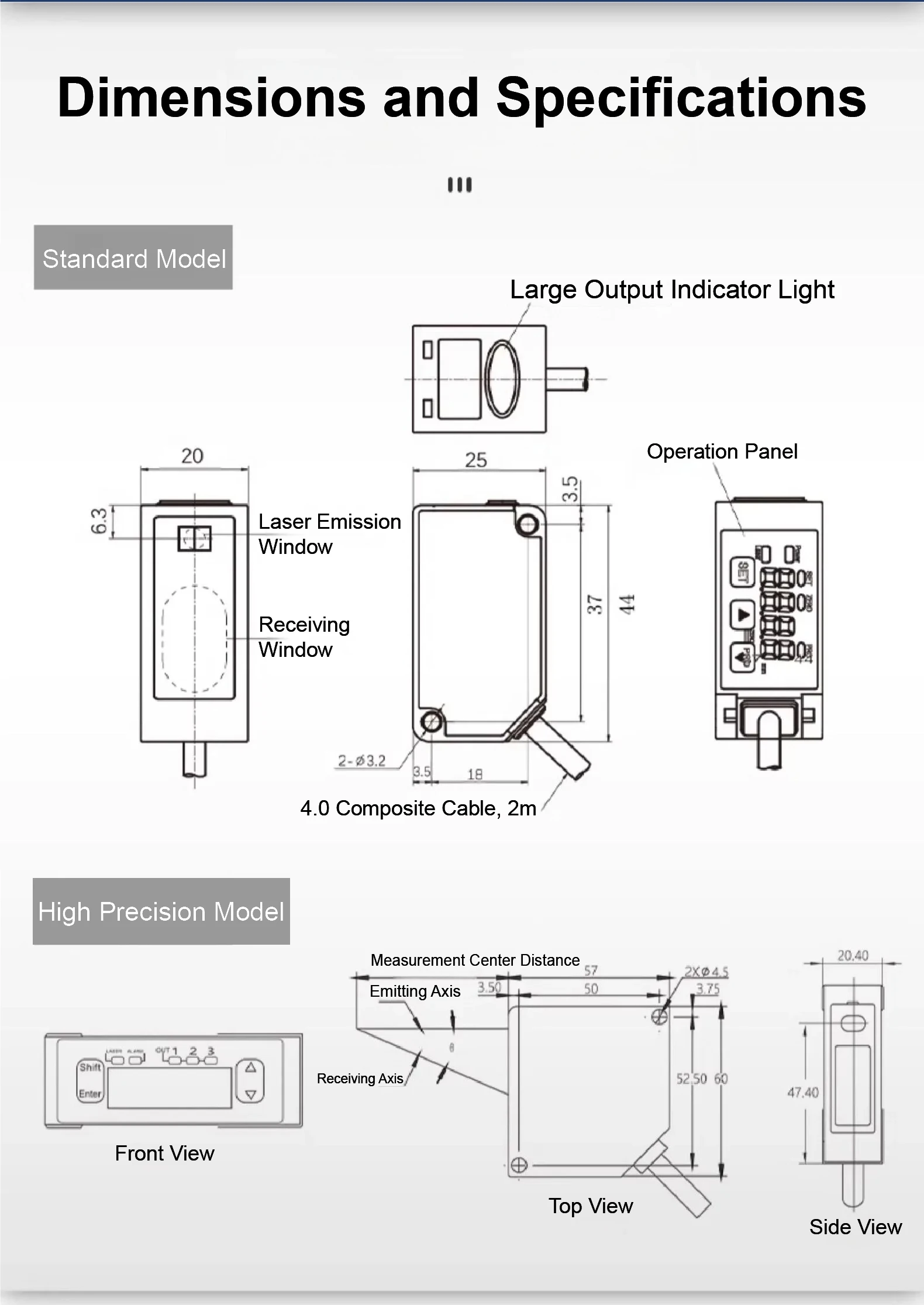 GC05 Laser Displacement Sensor 0-5V 4-20mA High Precision Analog NPN PNP Output