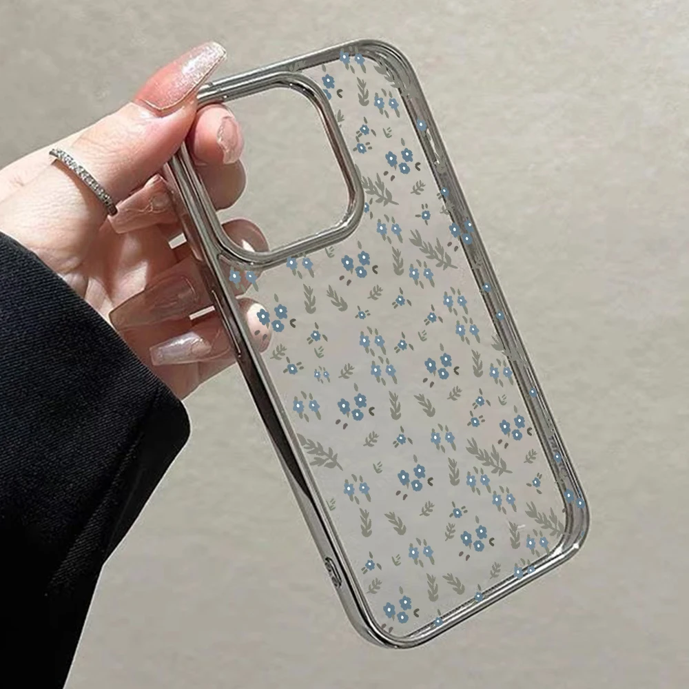 Elegant Floral Transparent Shockproof Phone Case with Plated Accents