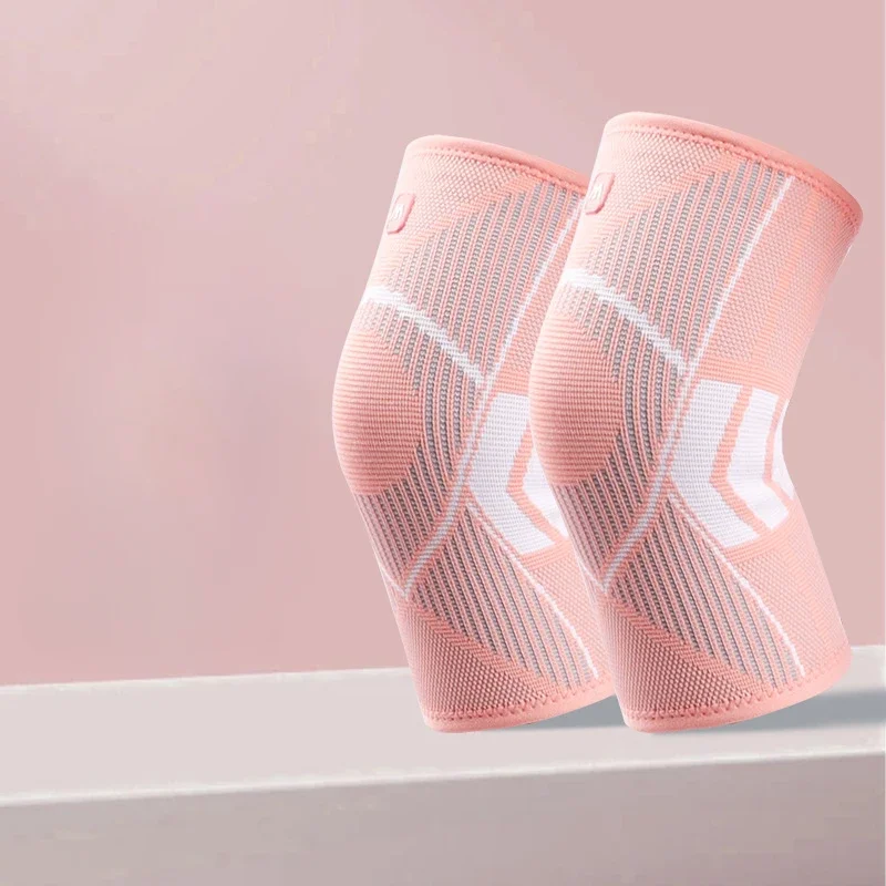 탄력 있는 통기성 무릎 지지대 버팀대, 실리콘 미끄럼 방지, 피트니스, 러닝, 사이클링, 압박 무릎 보호대, 1 쌍 