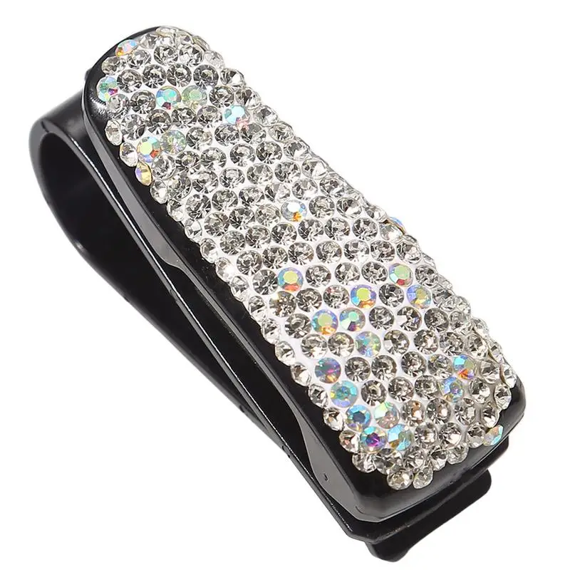 

Crystal Sunglasses Clip Sparkling Eyeglasses Car Visor Clip Glasses Holder Ticket Card Clip For Women Girls Silver