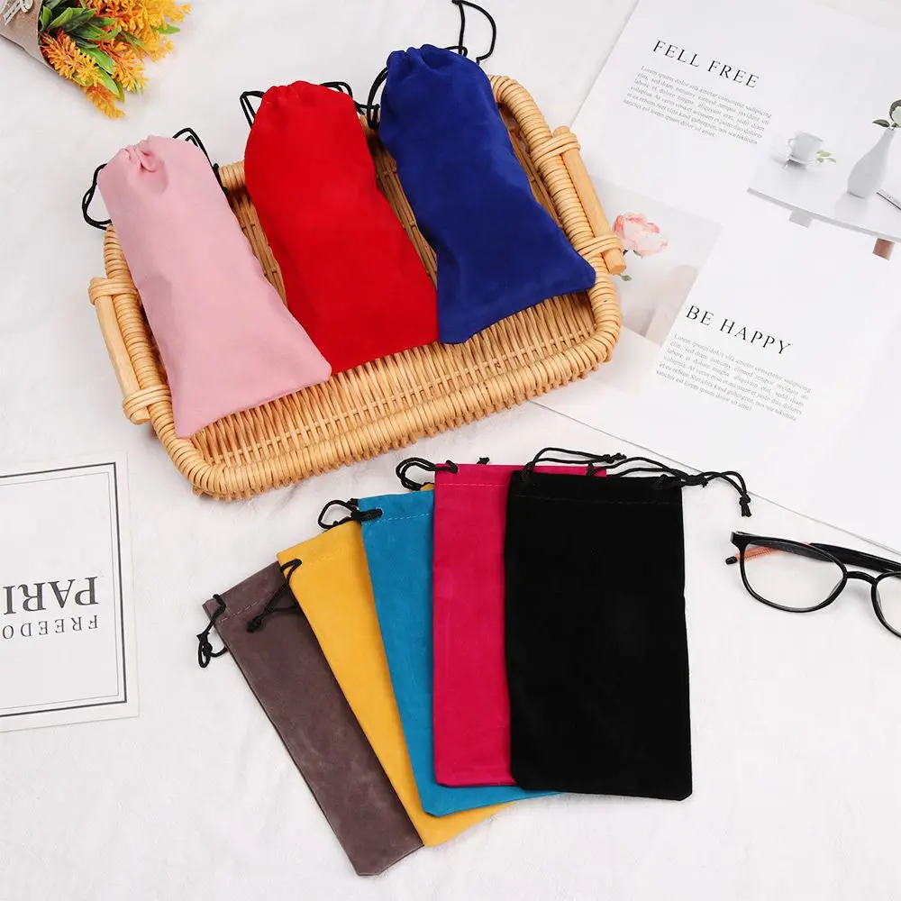 1pc Sunglasses Bags Solid Color Drawstring Pouch Bags Myopia Customized