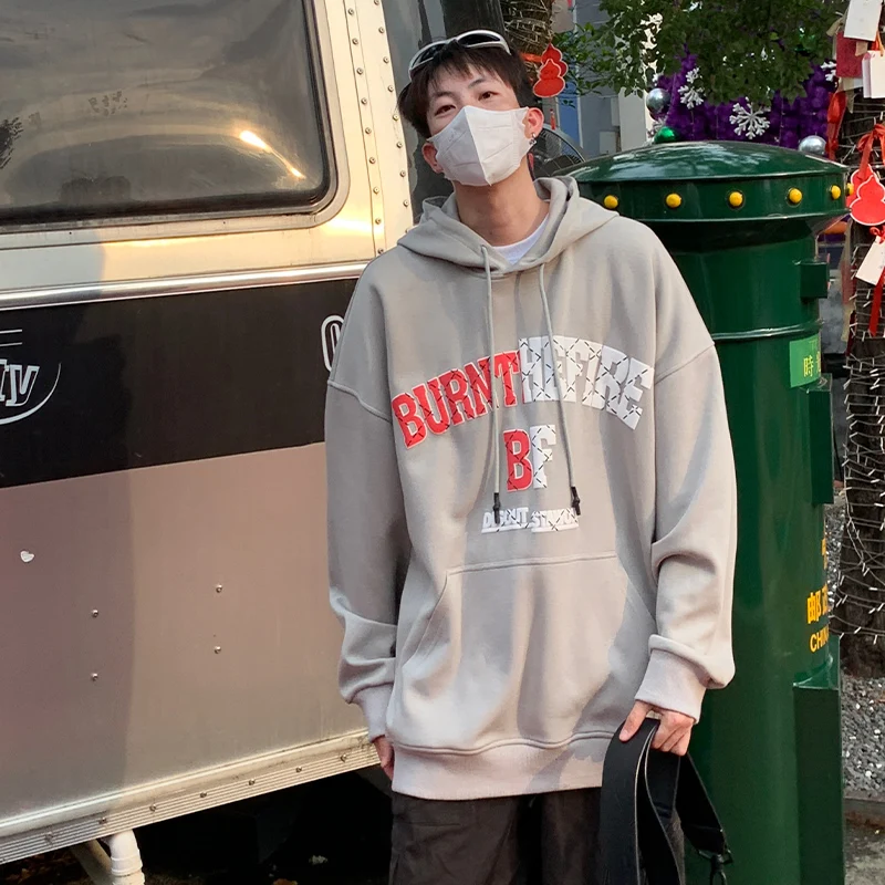 

Men's Pullovers Hoodied Sweatshirts Letter Printing Trendy Loose Cotton Harajuku Hoodies Casual Hoody Tops Streetwear