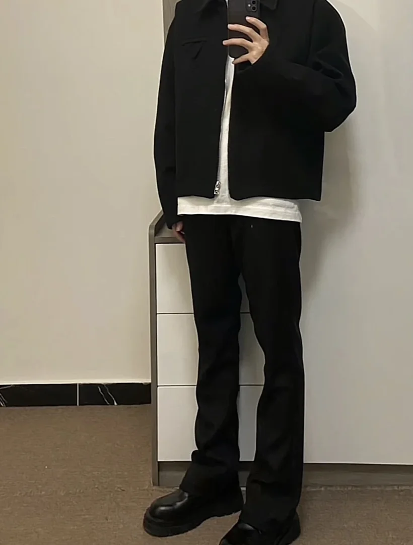 Cashmere Blend Wool Short Cut Slim Fit Jacket