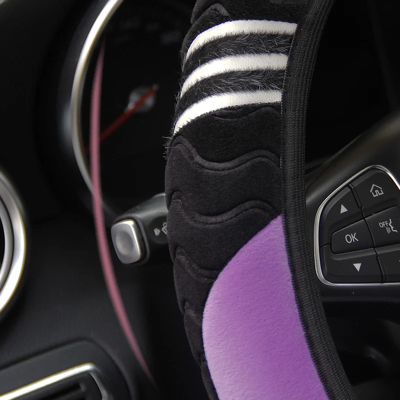 15" 38cm Car Steering Wheel Cover Plush Little Monster Elastic Warm Anti-slip Wheel Cover Car Styling Accessories for Women steering wheel cover