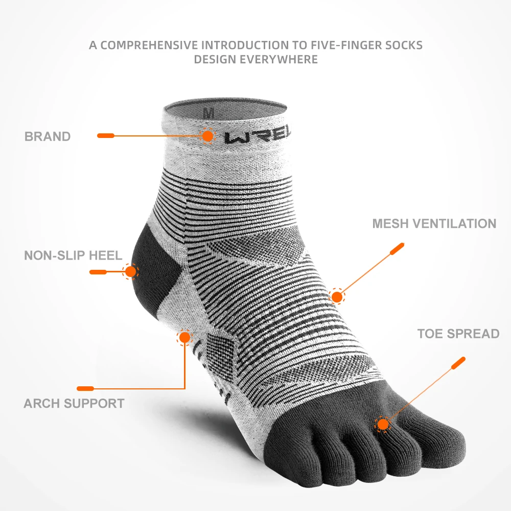 COOLMAX Five-Finger Socks High Performance Cushion Toe Socks Wicking Moisture Breathable Quick Dry Running Sport Socks