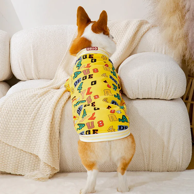 

Специальная одежда для домашних животных Corgi с принтом осень-зима теплая тонкая флисовая одежда с двумя штанинами аксессуары