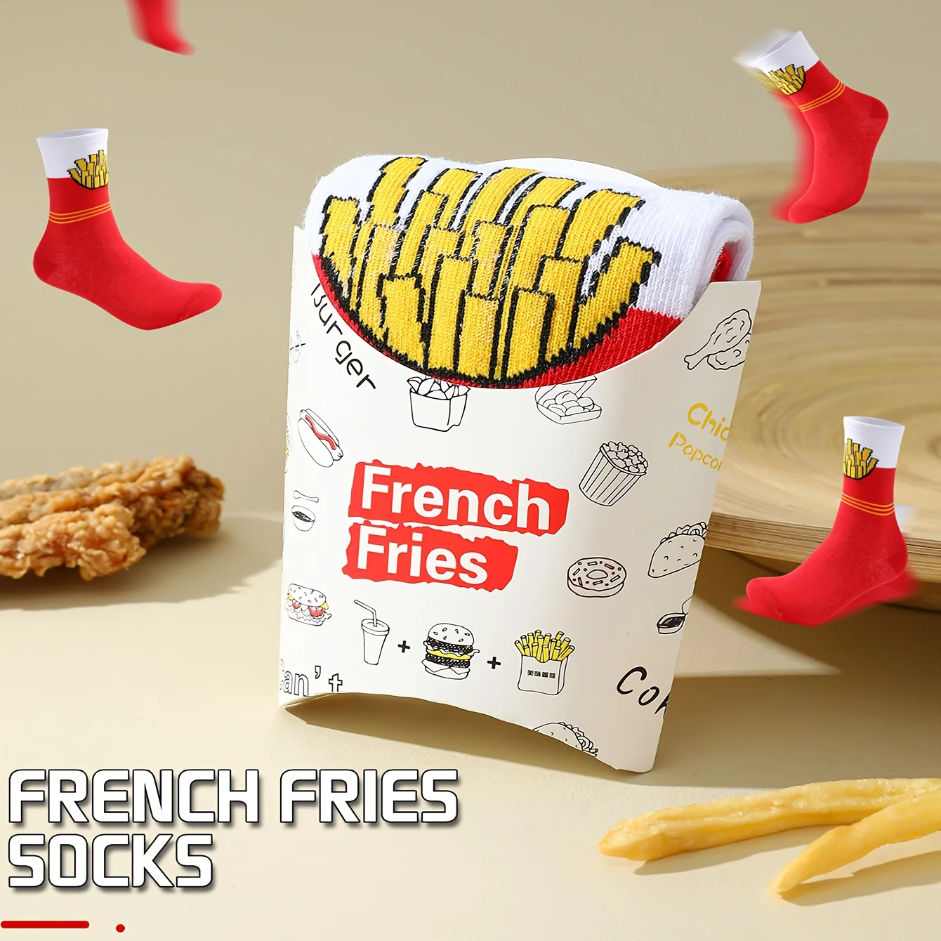 Fun and Quirky Red Fries Pattern Gift Socks