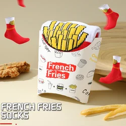 Fun and Quirky Red Fries Pattern Gift Socks - One Size (Red)
