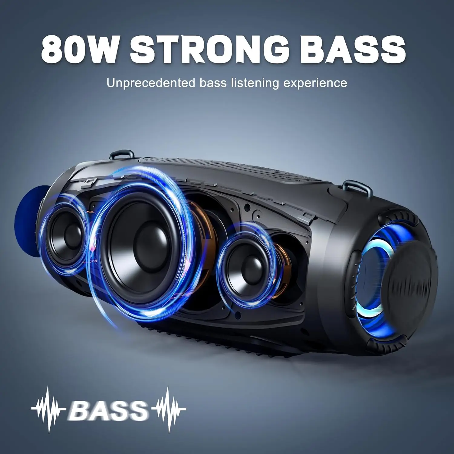 Ortizan 80W Bluetooth Speaker with Powerful Sound and Deep Bass IPX7 Waterproof Outdoor Loud Subwoofer Boombox for Party Camping 3