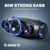 Ortizan 80W Bluetooth Speaker with Powerful Sound and Deep Bass IPX7 Waterproof Outdoor Loud Subwoofer Boombox for Party Camping 3