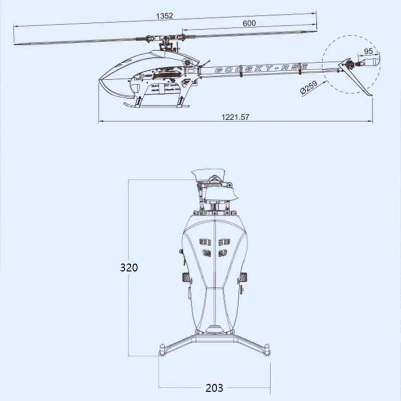GOOSKY RC 헬리콥터 RS6-600 레전드 키트 3D 플라이바리스 모델 6-12S 배터리 BAF060007 어린이를위한 RC 비행기 생일 선물