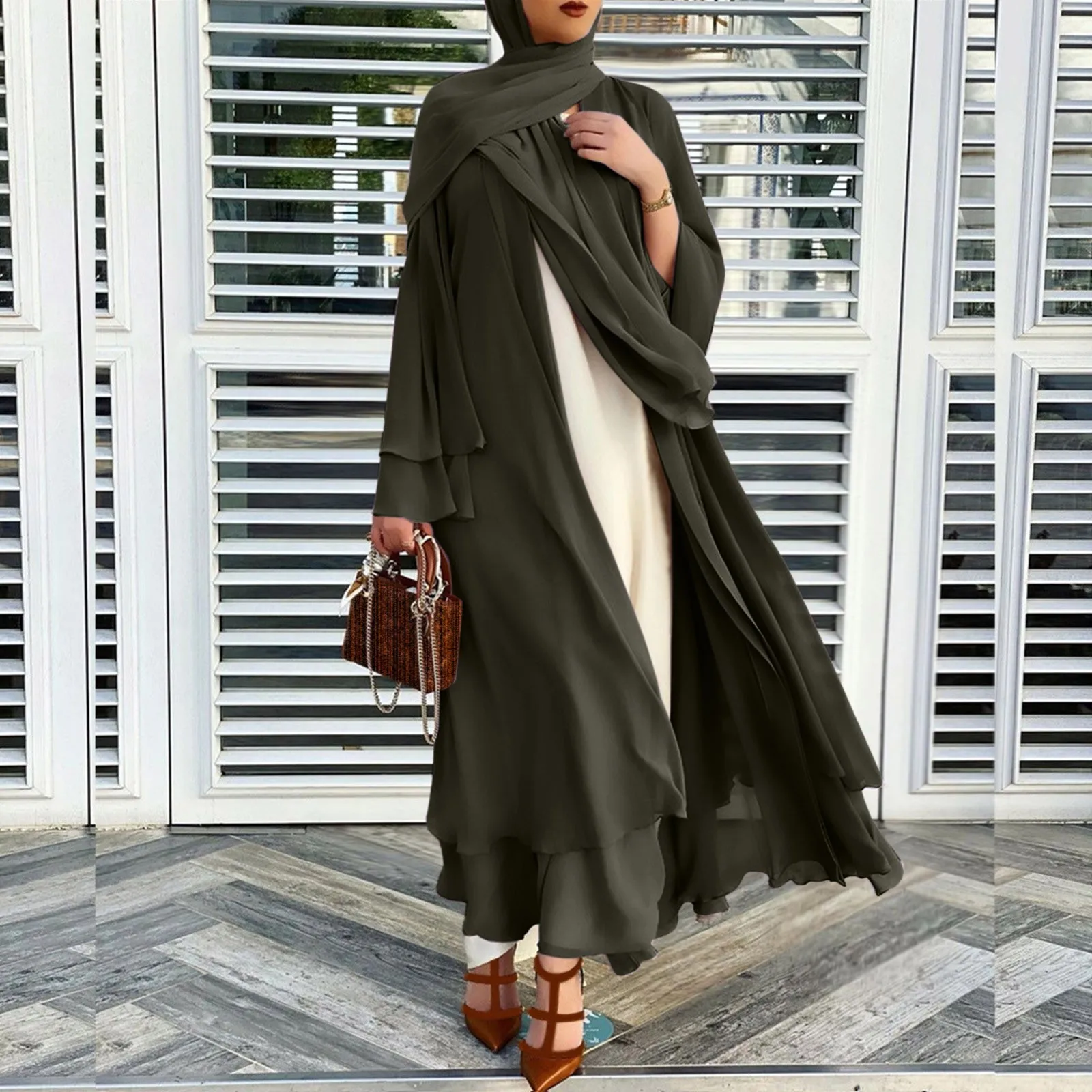 Better Double layer Abaya Kimono Dubai Kaftan Muslim Cardigan Abayas Dresses Women Casual Robe Femme Caftan