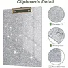 A6 Acrylic Clipboards Glitter Clipboard with Gold Clip Designed for Classroom School Doctor Office Sparkly Clipboards 4