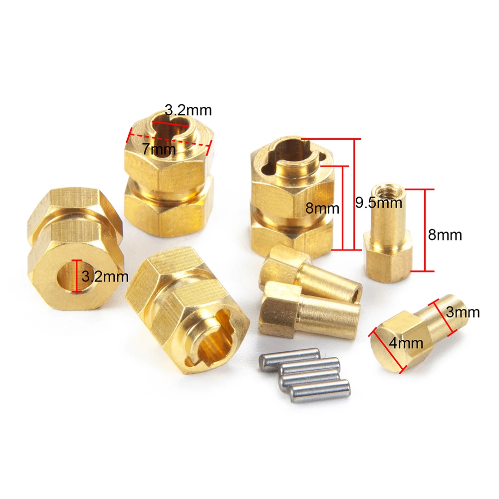 RCLions Messing-Radadapter 5mm Für AXIAL SCX24 RC Crawler - 4 Stück, Gold