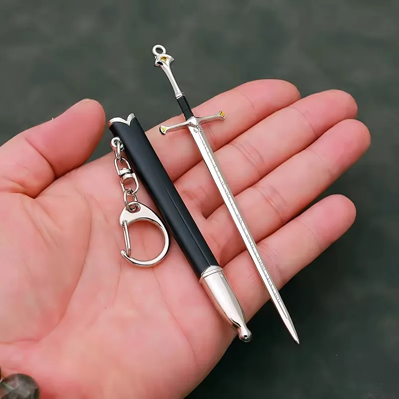 12cm Aragorn Narthil Sword Keychains LOTR Anduril Medieval Weapon Metal Katana Samurai Sword Keychain Ornaments Toys collections 5