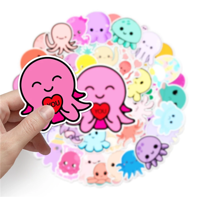 50pcs Cartoon Octopus Stickers Scrapbooking DIY Home Decoration Phone Laptop Waterproof Accessories