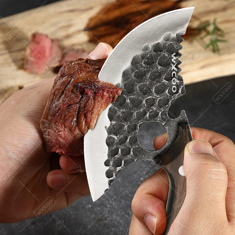 WXCOO Hand Forged Hammered Chef's Knife Stainless Steel Kitchen Knives Meat Cleaver Splitting Slicing Knife Fruit Paring