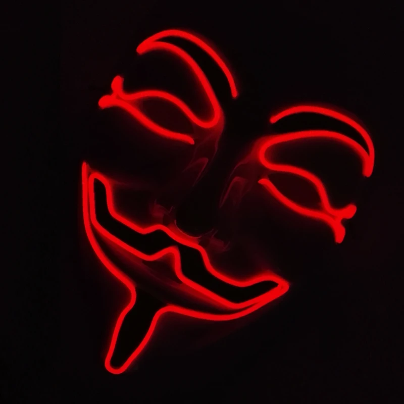 New Light Up Movie Mask Led Luminoso Cosplay V Per Vendetta Mask Incandescente Masque Party Mask Halloween Festival Costume
