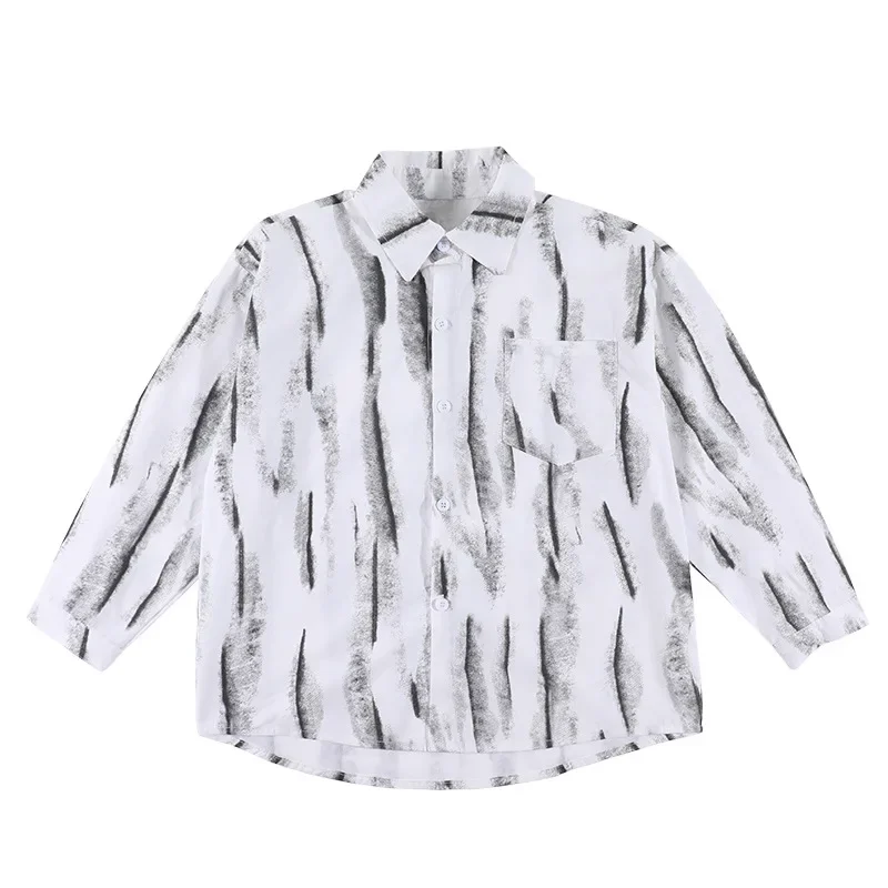 Spring Autumn Stripe Boys Shirt Long Sleeve Thin Outerwear for Middle Large Children Boy Top Quality Kids Clothing