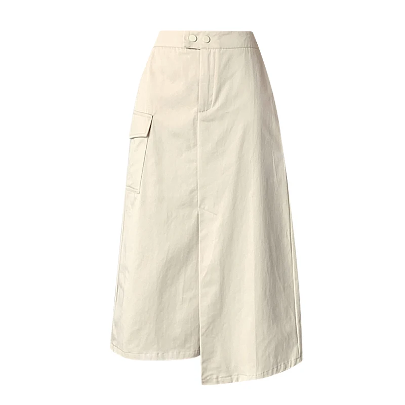 

Simple Irregular High Waist Women's Solid Color Half Skirt Summer New Chic Fashion Commuter Style Female A-line Short Skirt