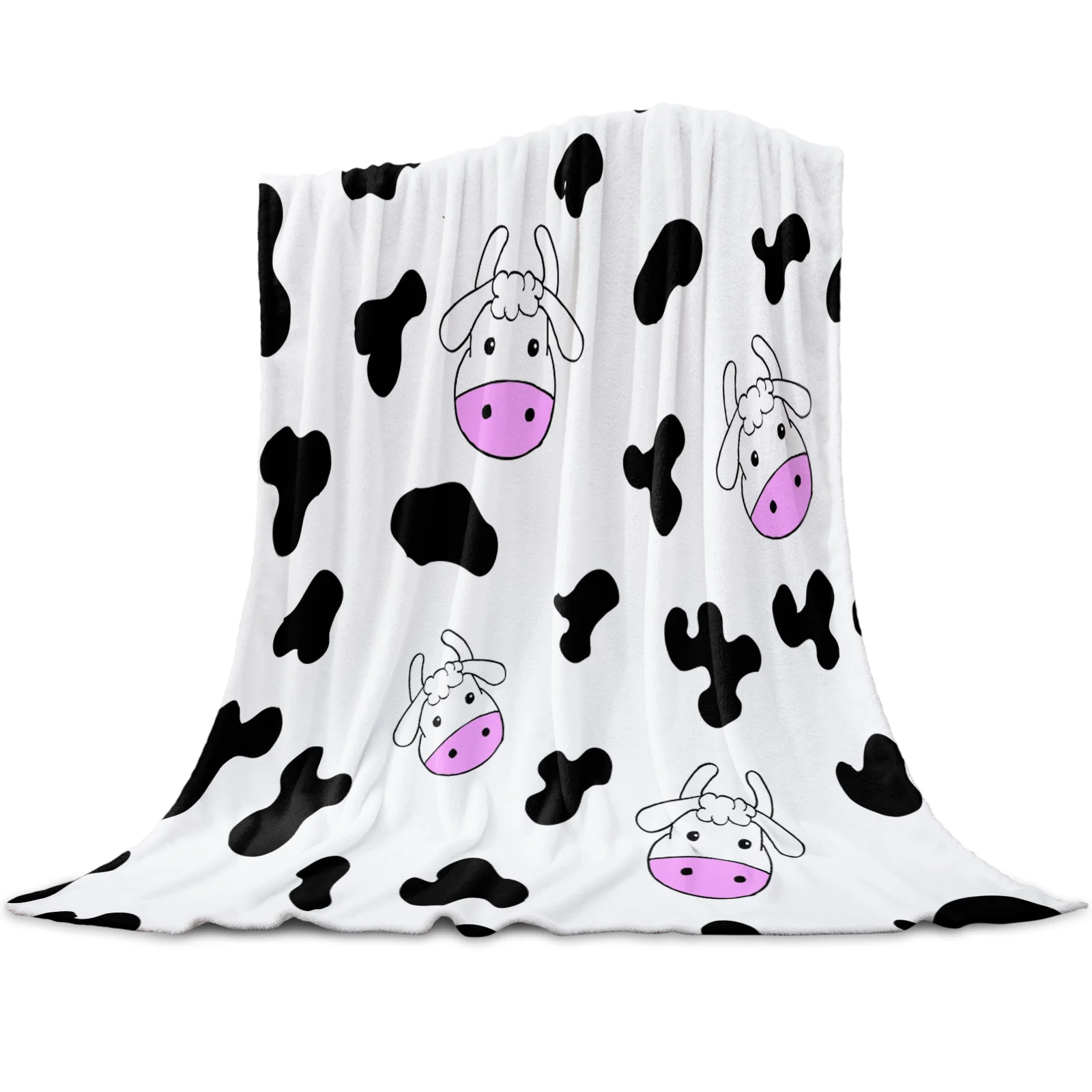 

Cow Pattern Black White Flannel Fleece Bed Coverlet Bed Cover Soft Lightweight Warm Cozy Blankets Blanket Bedspread