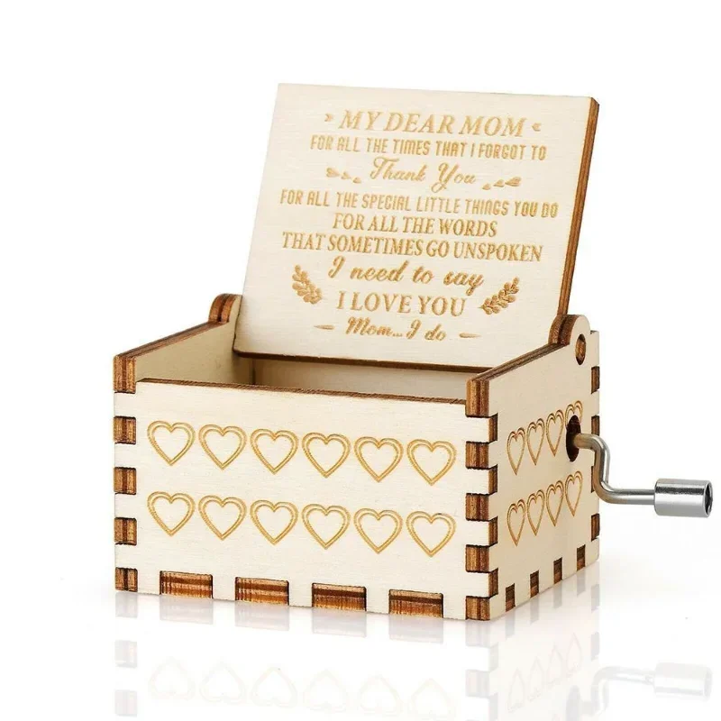 Woodcarving Music Box Accessories Love Wishes Hand Cranked Music Boxes Birthday Gifts