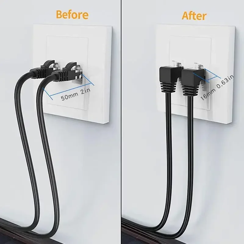 엘보우 CAT6 RJ45 네트워크 연장 케이블 90도 기가비트 남성-여성 RJ45 차폐 네트워크 케이블 연장기 (이어 업/다운 포함)