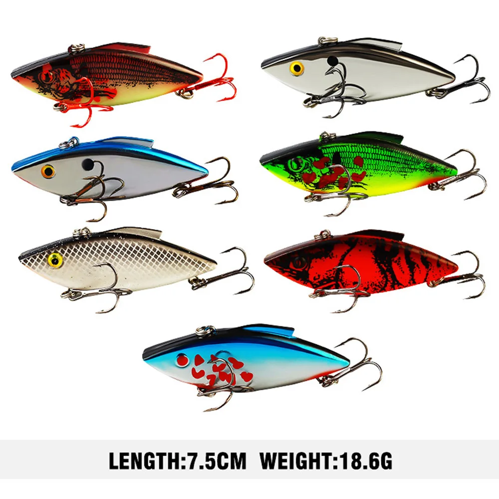 Rattlin Lipless Crankbait VIB Fishing Bait Trap Saltwater 6.5cm/7.5cm Hard Lure Trolling Walleye Salmon Sinking Wobber Fishing
