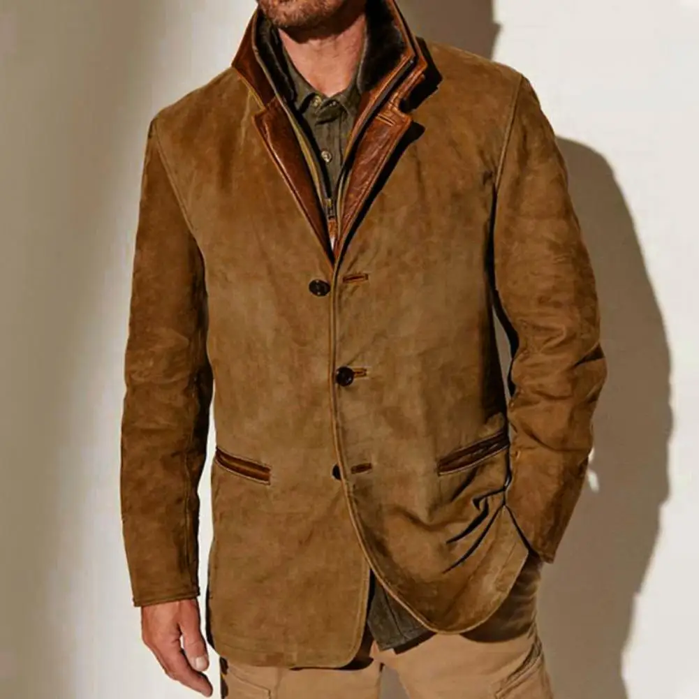 

Мужская куртка в стиле ретро, мужская куртка в стиле пэчворк с имитацией двух предметов, плотный плюшевый материал для зимы и осени