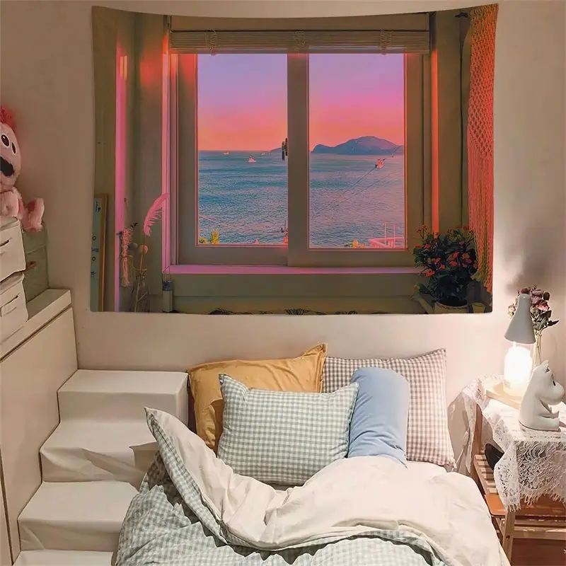 Window Scenery Hanging Cloth Room Decoration Background Cloth Bedroom Wall Poster Dormitory Renovation