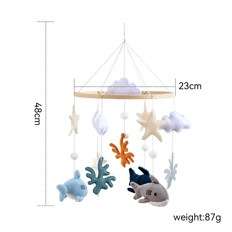 Wooden Crib Mobile Baby Bed Bell Rattle Toy Soft Felt Cartoon Bear Mobile bracket Newborn Music Box Bed Bell Hanging Bracket Toy - Image 31
