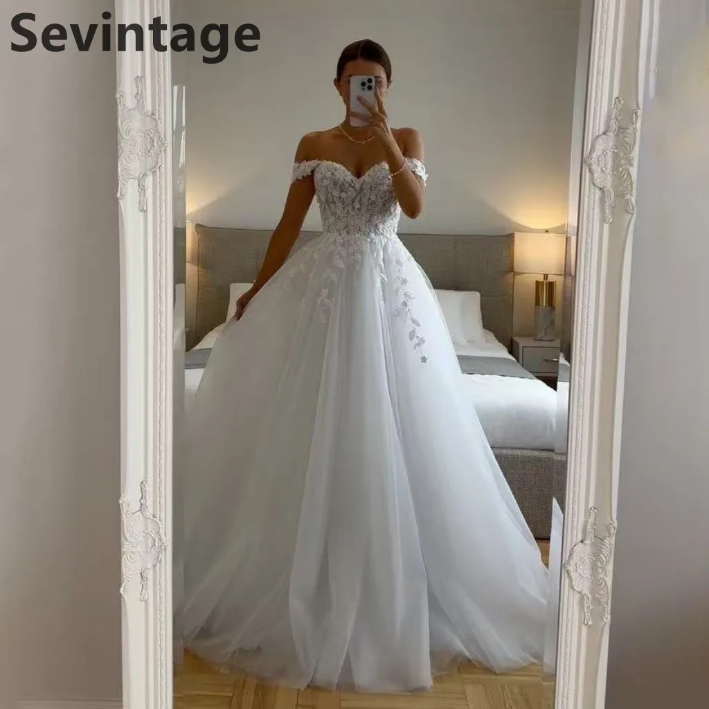 Sevintage 2025 Princess Wedding Dress Appliques Lace A Line Off Shoulder  Bridal Gown vestidos de novia Customized - AliExpress 320