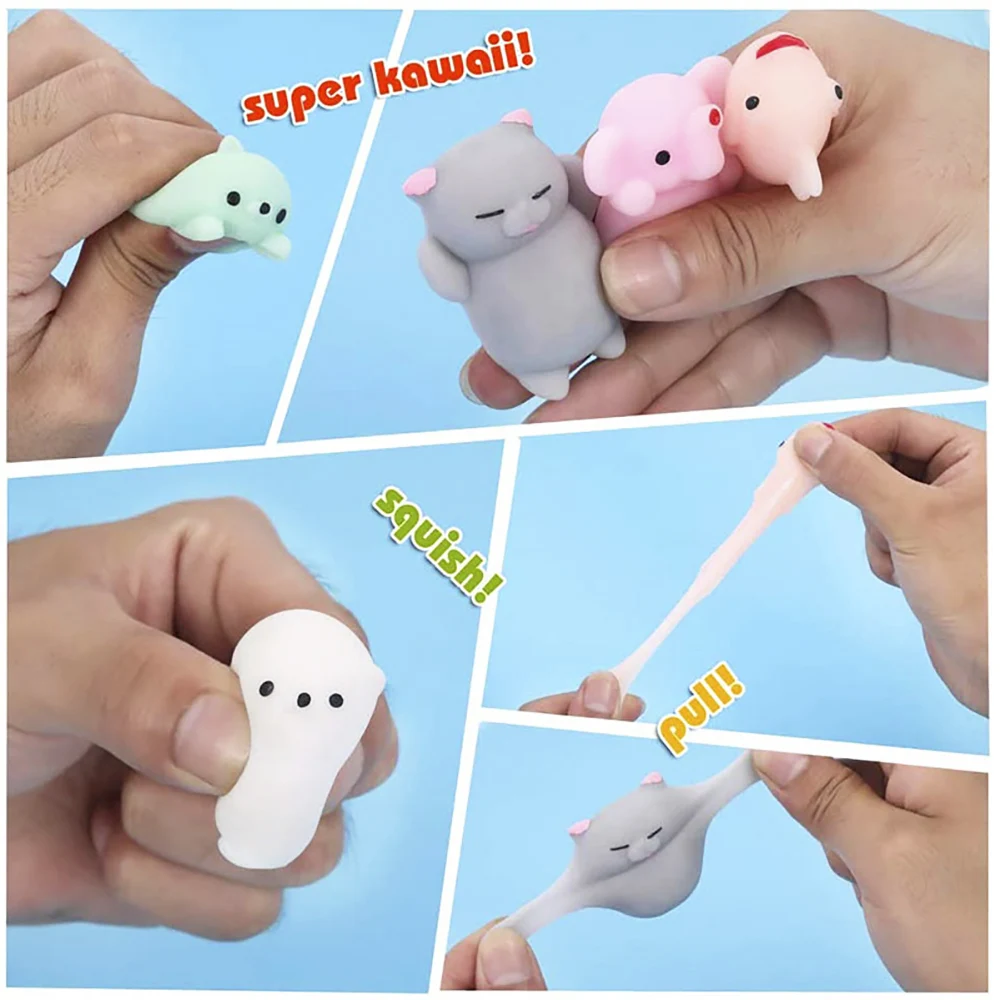 Silicone Soft Glue Stress Relief Toys Cute Animal Finger Pinching Joy Pressing Release Decompression Toy Party Gifts 10PCS