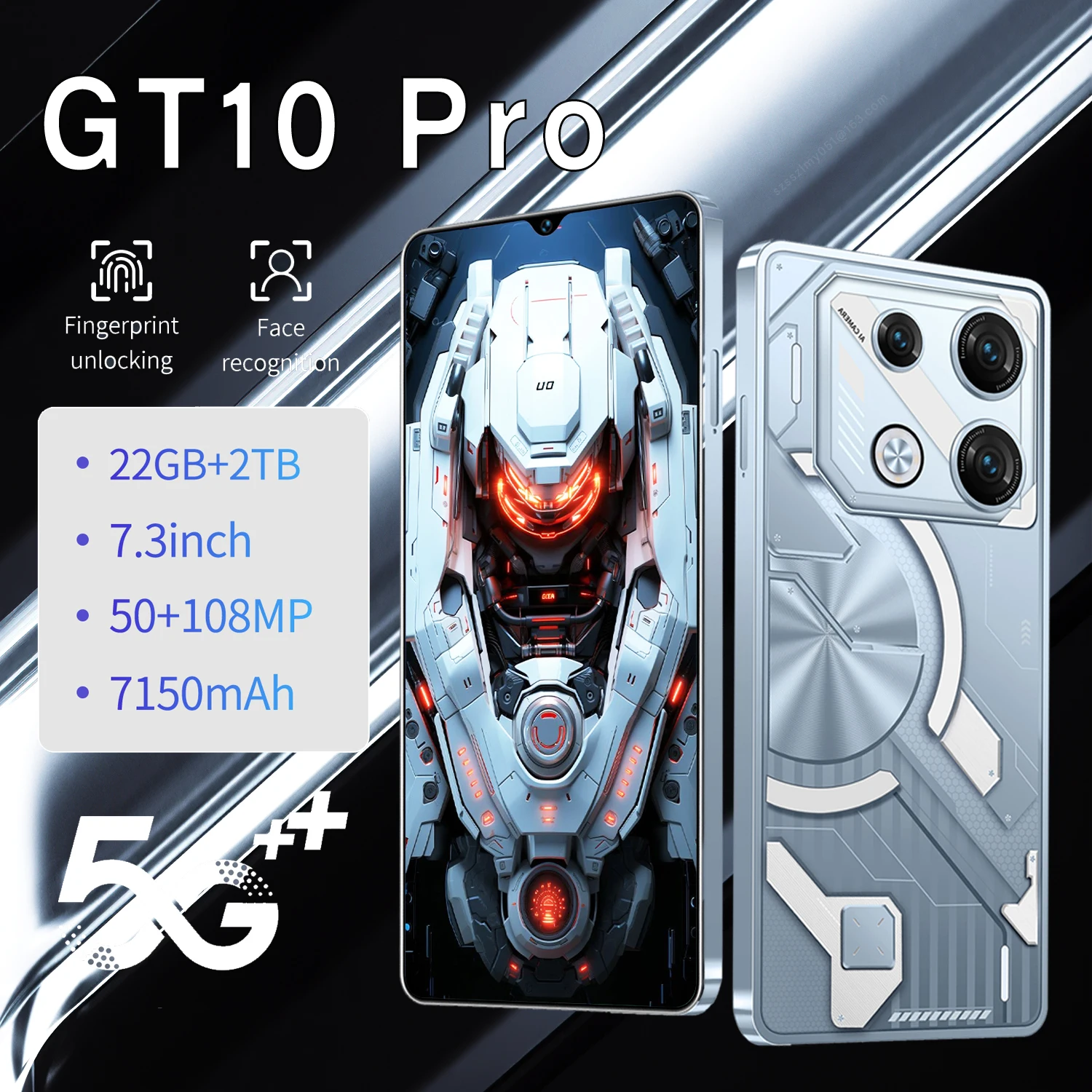 Originele Gt10 Pro Smartphone 7.3Inch Globale Versie 22G + 2Tb Snapdragon8 Gen3 Android13 50 + 108Mp 4G/5G Mobiele Telefoon Nfc