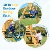 Wooden Swing Set, All-in-One Kids Outdoor Play Equipment with Two Swings, Slide, Blackboard, Telescope, Fort, Outdoor Playset 5