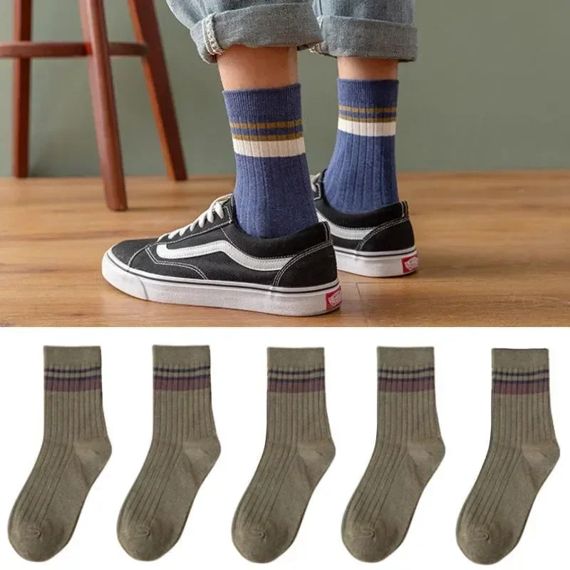 

10 Retro Harajuku Socks Fashion Socks Socks Quality Spring Striped Man Casual High Men's Pair Cotton