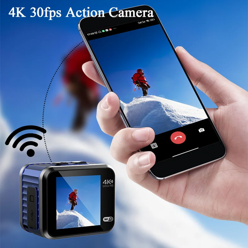 4K 30fps Wifi Action Camera Ultra HD Remote Control Mini Camera