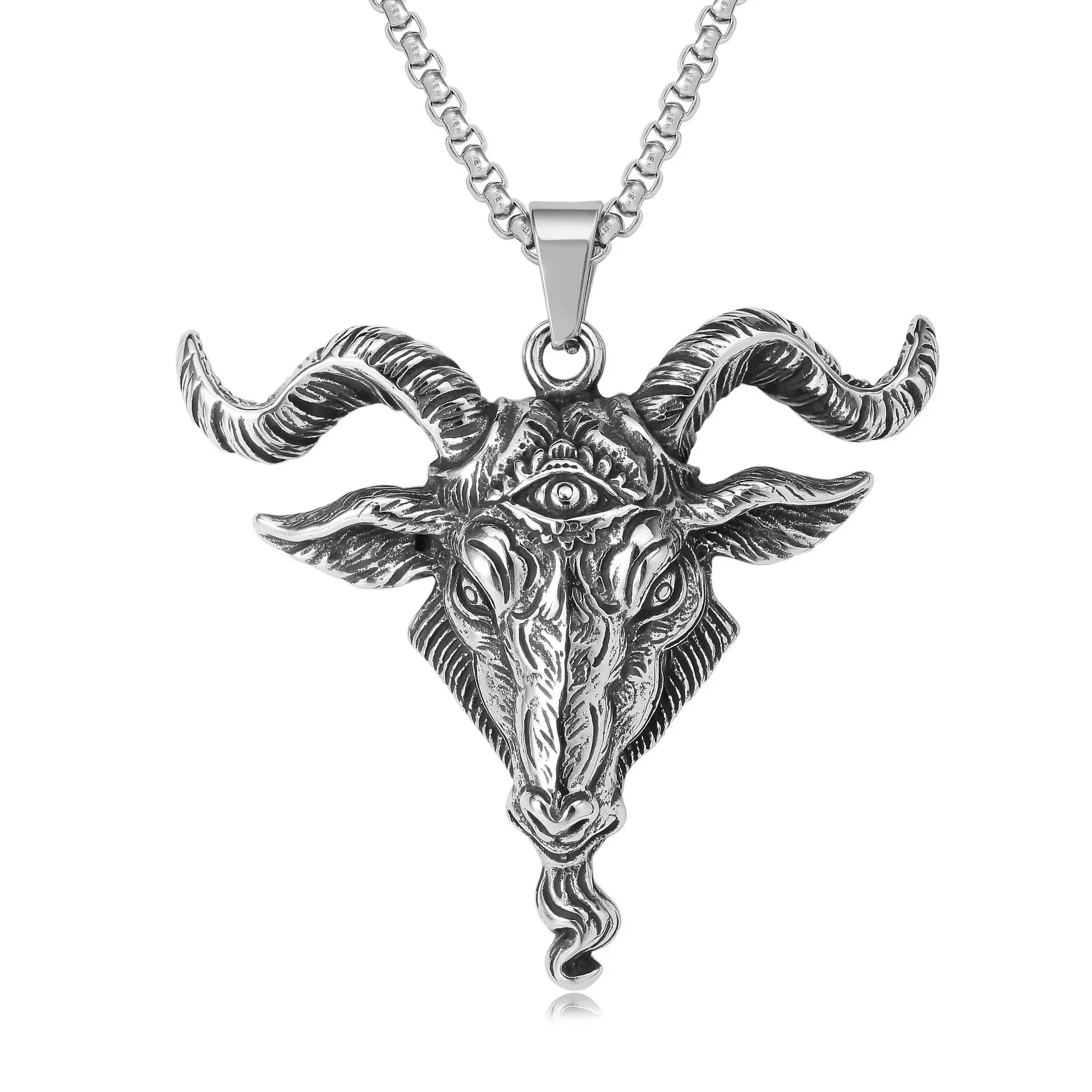 Vintage Acier Texturées Convexe Chapeau Crâne Dogtag Pendentif - Collier Homme Femme - 75Cm