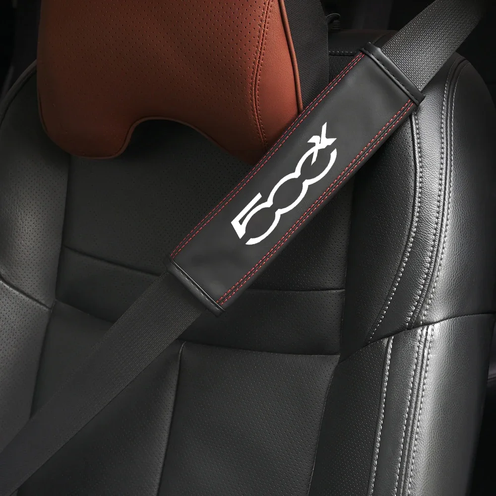 피아트 500X 1pc 소 가죽 자동차 인테리어 안전 벨트 보호대 커버 피아트 500X 자동차 자동 액세서리
