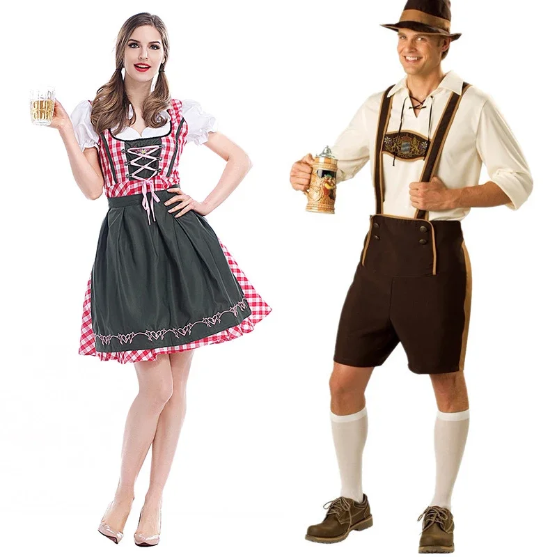 

Костюм для Октоберфеста для мужчин и женщин, наряд Dirndl Lederhosen, традиционная Бавария, нарядное платье для пивной вечеринки
