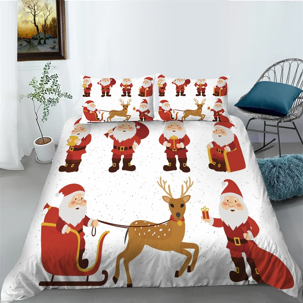 

Merry Christmas Comforter Cover Cover Set Cartoon Pattern Bed Sets Children Festival Gift Duvet Covers Polyester Pillowcase