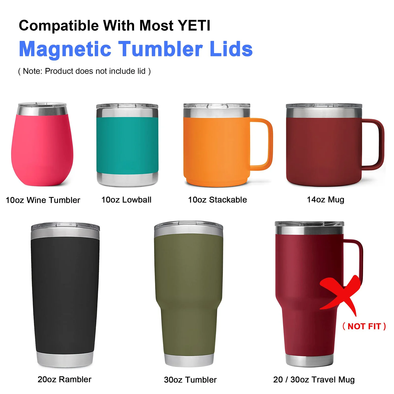 Magnetic Lid Cup Cover Replacement For 20OZ 30OZ Thermos Tumbler Water Cup Lids Cups Magnet Cover Transparent Slider