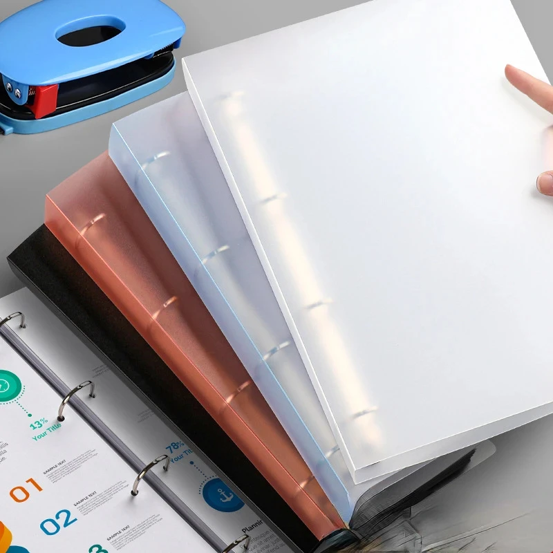 A4 4-hole D-type clip clip Blue PP folder perforated transparent binder folder pp folder