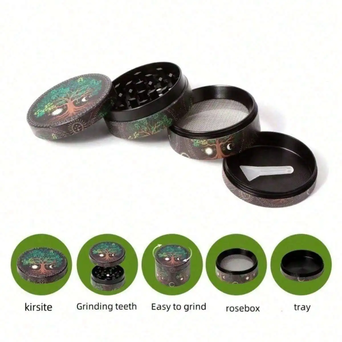 50mm Metal Bleach herb Grinder 4-Layer Spice Crusher pepper Mill Mortar Pernida Raw grass Tobacco Grinder Cigarette Accessories 5
