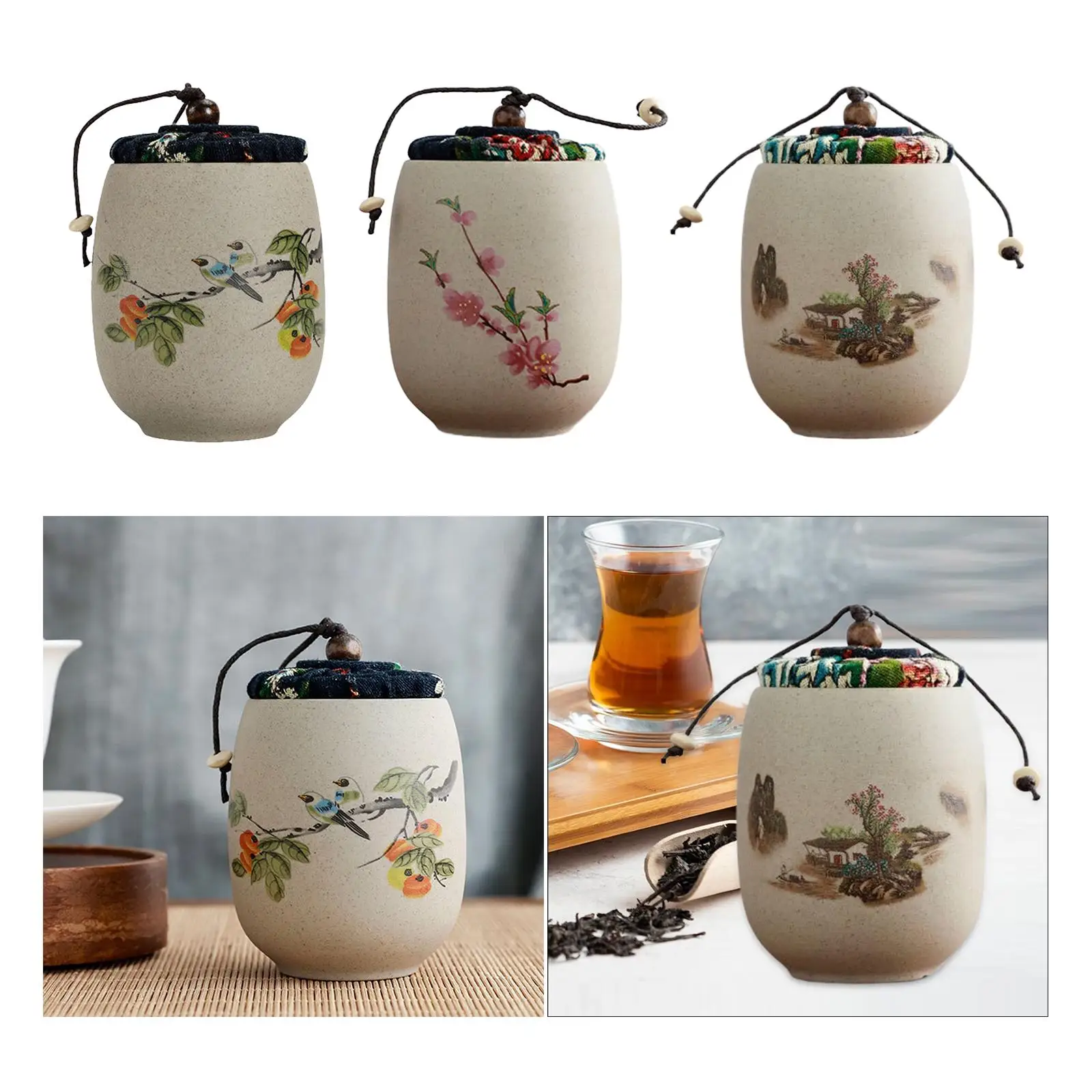 Ceramic Storage Jar Spice Storage Box Ceramic Tea Container Chinese Styles Ceramic Food Storage Jar Sealed Canister Tea Jar Loose Tin For Nuts Coffee Spice