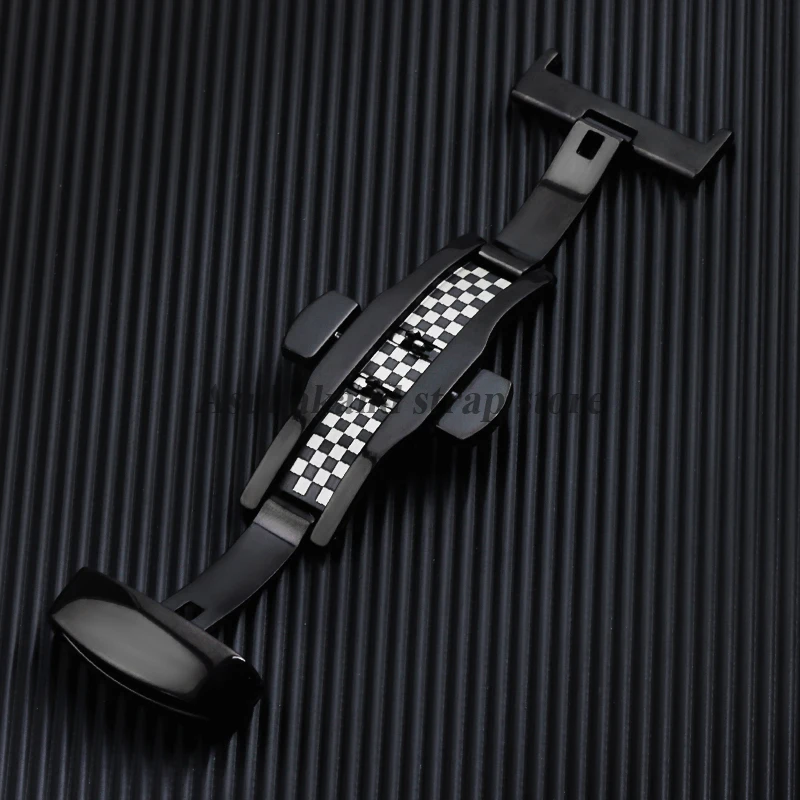 Stainless Steel Polished Butterfly Buckle Watch Strap with Metal Clasp