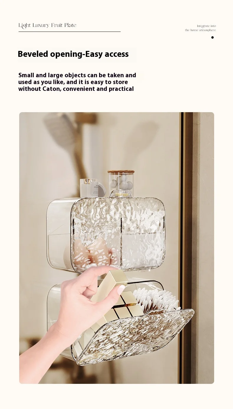 Description Picture 6 of itemTissue Box Bathroom Waterproof Storage Box Bathroom No Punching Wall Hang Storage Rack for Cosmetic Cotton Cotton Swab Lipstick