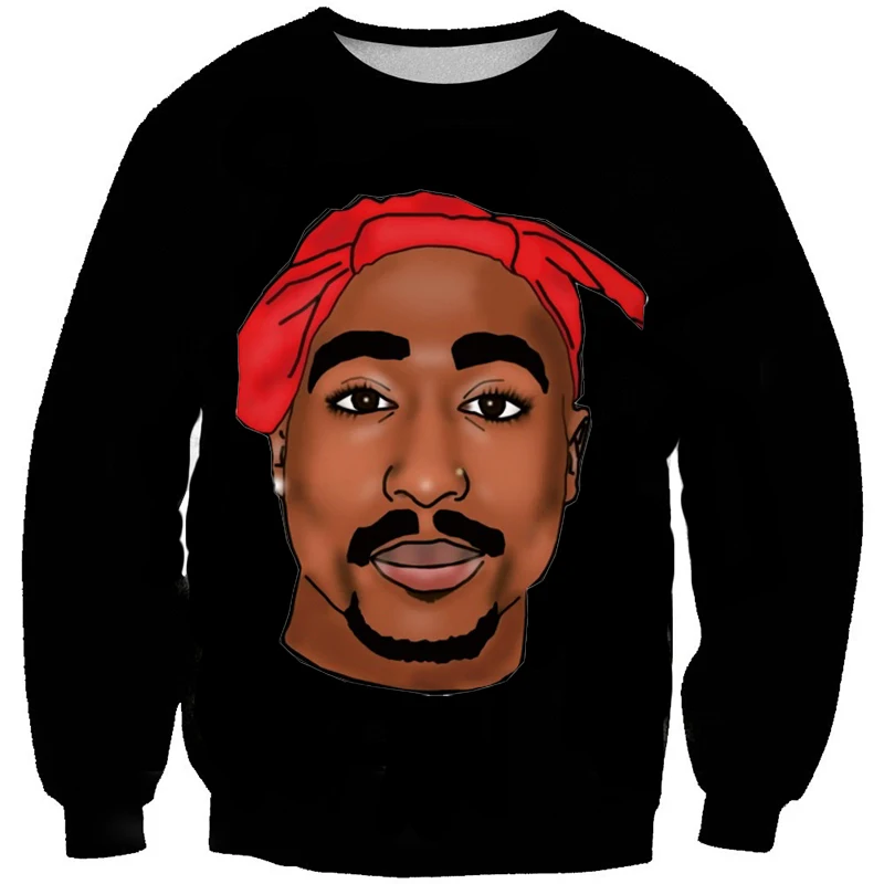 thumbnail image 1 of Sudadera con estampado 3D de rapero y cantante de rock Tupac, sudadera de manga larga, jersey de cuello redondo de gran tamaño, sudadera informal para hombre, sudadera para jóvenes, 1 of 5