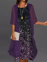 Fashion Women Chiffon Summer Sleeveless O-Neck Print Loose Party Dresses +Cardigan Shawl Elegant Casual Lady Two Piece Set Dress - Image 5